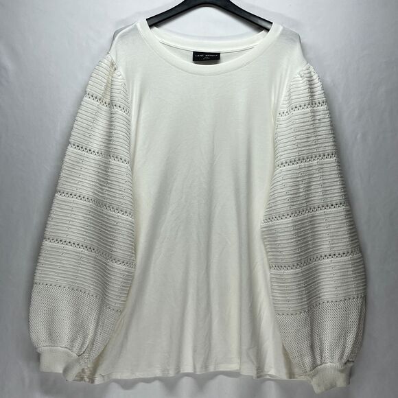 Lane Bryant Sweaters - Lane Bryant Sweater Women's 22/24 White Crochet Knit Balloon Sleeve Boho